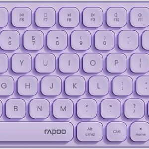 Rapoo Multi-Device Keyboard and Mouse Combo, 2.4GHz/Bluetooth 5.0/4.0 Wireless Keyboard & Mouse Set for Windows/Mac/Linux/Chrome, Support 4 Devices, Low-Profile Silent Click, Battery Powered, Purple